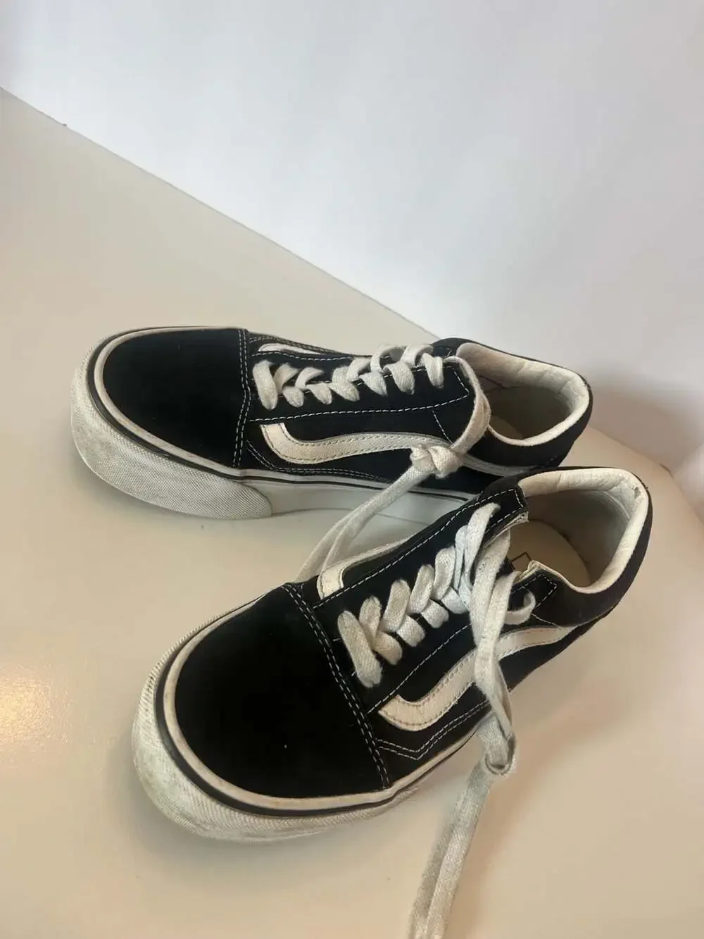 Vans Old Skool Stackform Platform Skate Shoes - Black/White